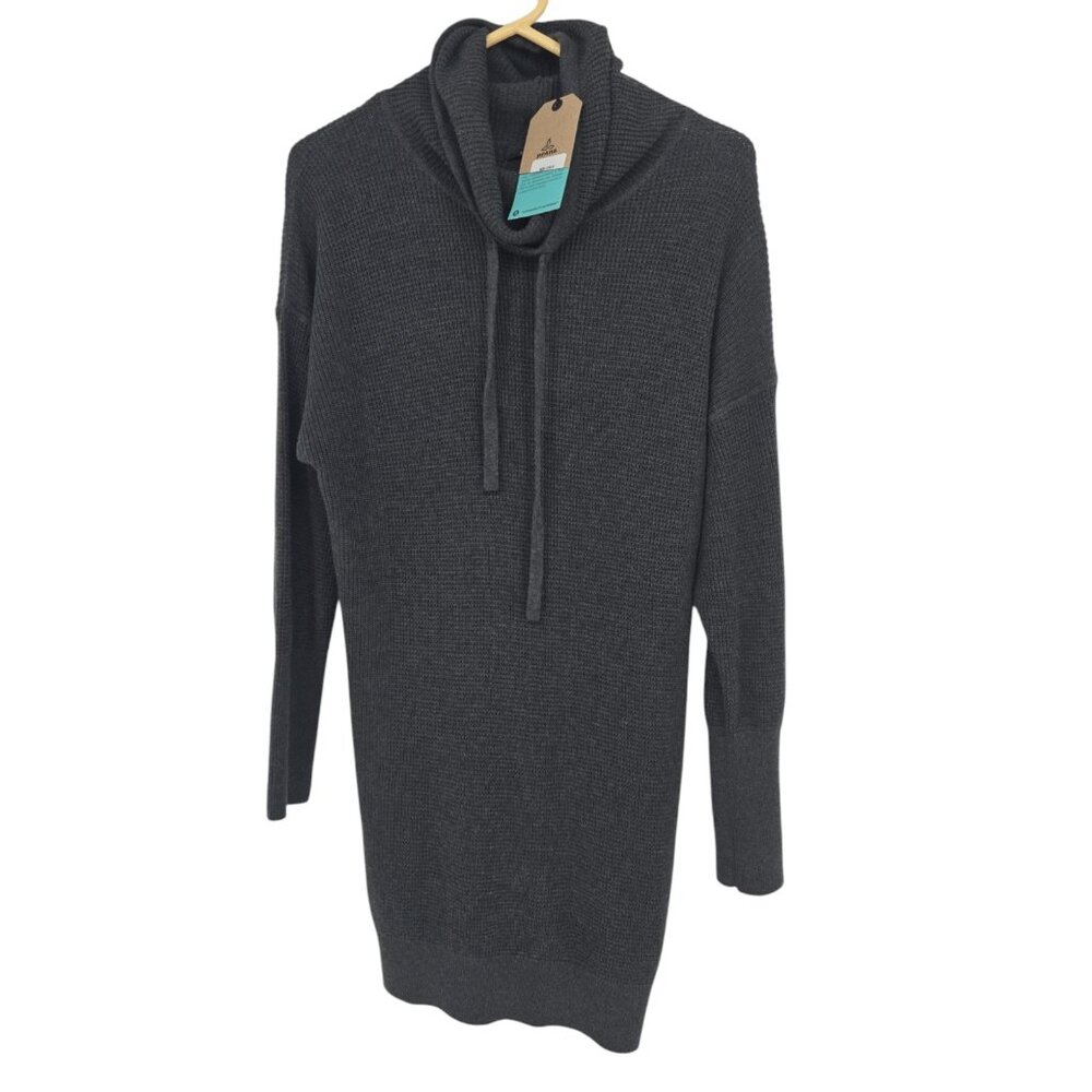 prAna Small Womens Milani Sweater Dress Gray Cowl Neck Organic Cotton Blend NWT